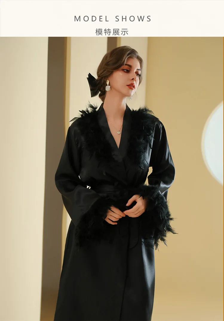 Customized Bathrobe for Women Personalized Name And Date Robe Add Any Text Gown for Bridal Party Feather Bride Robes
