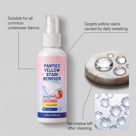 Underwear Stain Remover Spray 100ml Blood Secretion Yellow Spot Cleaner Gentle Skin Safe No Scrub Laundry Detergent for Lingerie