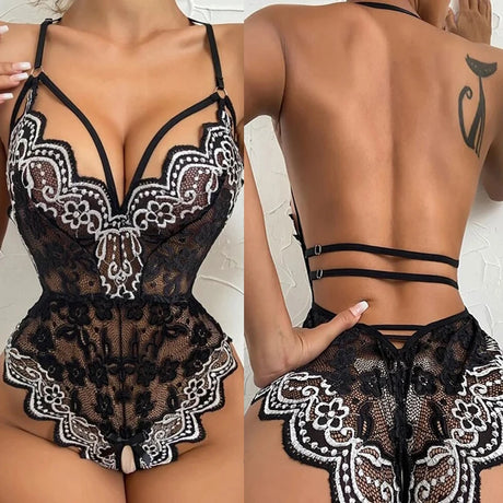 Sexy Lingerie For Women Lace Bodysuit Erotic One Piece Bodysuit Open Bra Crotchless Teddy Erotic Dress For Sex Lenceria Costume
