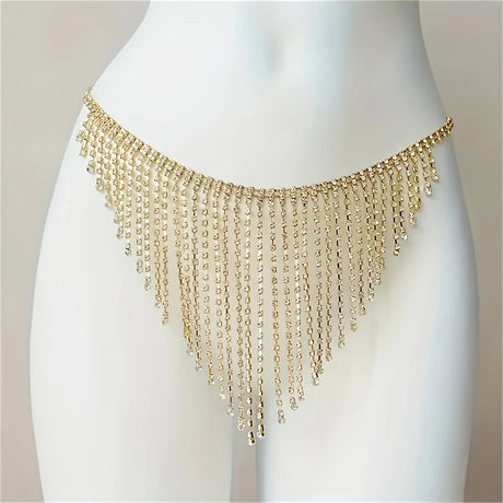 Bikini Crystal Bra Chain Sexy Rhinestone Thong Suit Body Fringed Bra Lumbar Abdominal Chain Women Sexy Underwear Accessories