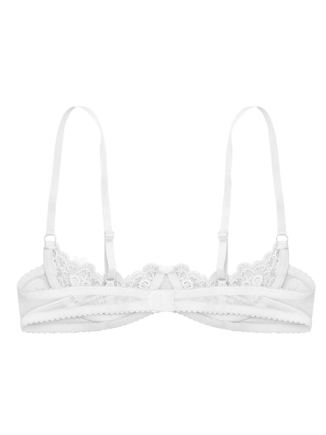 Women's Sexy Open Cup Bra Tops Sheer Floral Lace Underwire Push Up Bralette Cupless Lingerie Exposed Breast Underwear Nightwear
