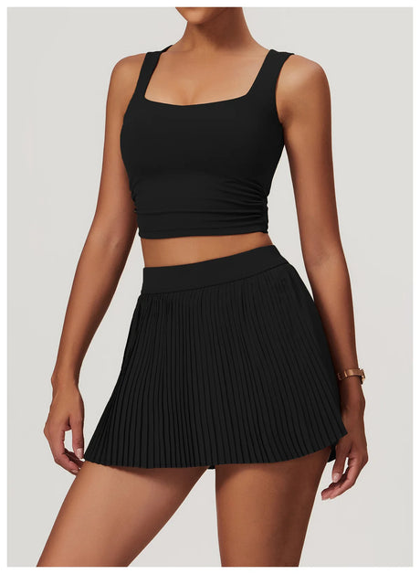 Two piece women's yoga sports skirt, hip hugging slimming, outdoor fitness tennis skirt, sun protection yoga skirt