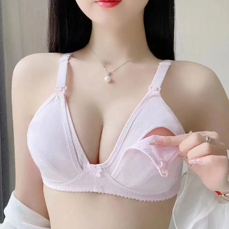 Cotton Maternity Nursing Bra Wire Free Open Breast Design Open Breast Bra Plus Size Sleep Underwear Cotton Wire Free Bra