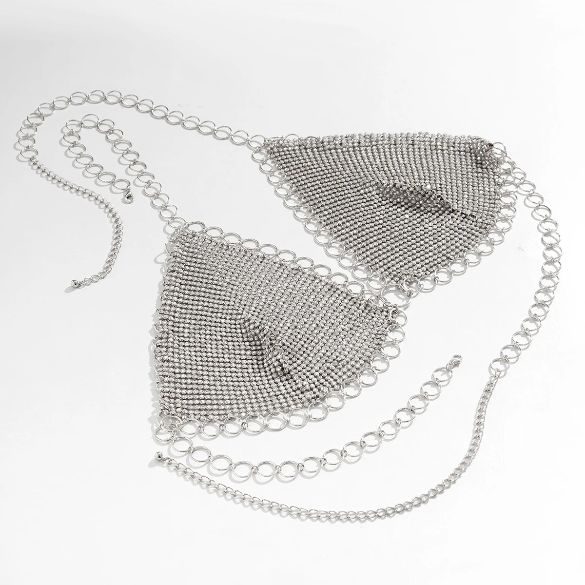 IngeSight.Z Sexy Shiny Rhinestone Mesh Underwear Bra Chest Chain for Women Luxury Crystal Summer Beach Festival Body Jewelry