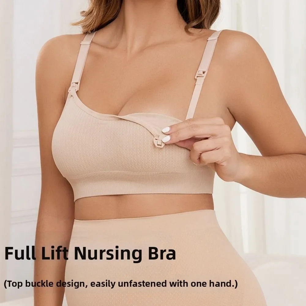 Comfortable Nursing Bras Without Steel Rings Soft Breastfeeding Underwear Anti Sagging 3D Support Seamless Maternity Bra Women
