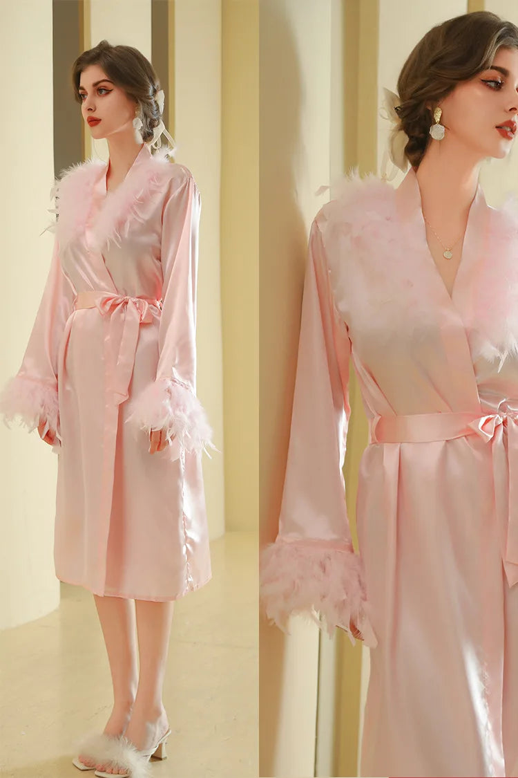 Customized Bathrobe for Women Personalized Name And Date Robe Add Any Text Gown for Bridal Party Feather Bride Robes