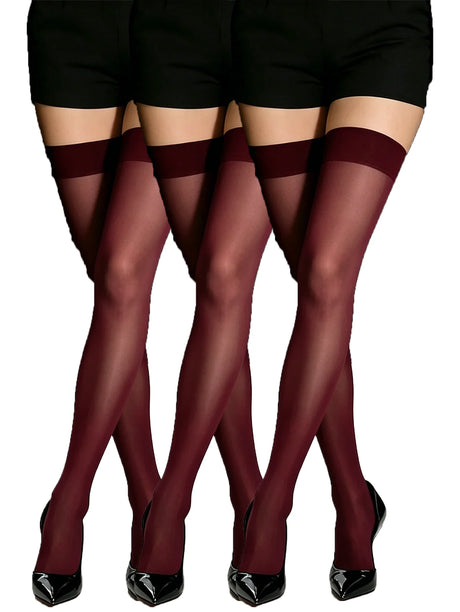 1/3/5 Pairs Women's Thigh High Sheer Stockings 5 Colors Opaque Top for Party
