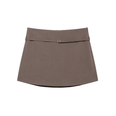 Women's Solid Color Skort with Belt Side Zipper Casual Shorts Skirts Fashionable And Stylish Women's Clothing