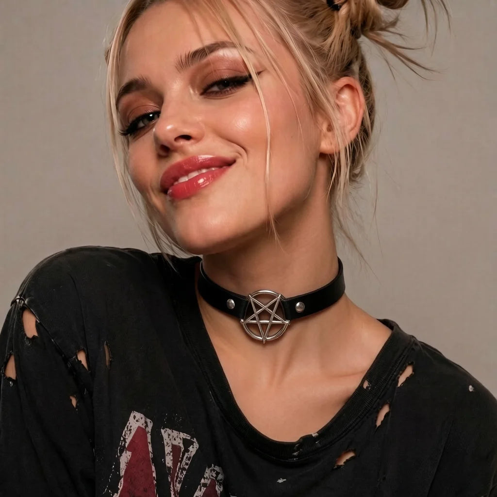 Street Style Gothic Punk Pu Leather Choker With O-Ring Adjustable Collar Necklace For Women, Perfect For Halloween