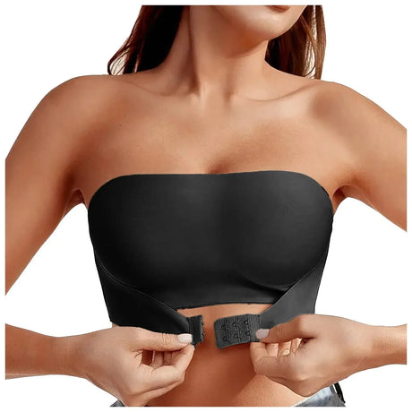 Women's Strapless Seamless Bra – Front Button, No Padding, Non-Slip Half Cup Silicone Underwear