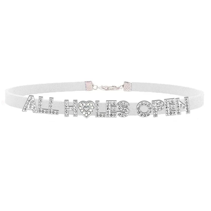 Sexy Bad Words All Holes Open Letters Choker Necklace Women Men Suggestive Adult Chocker Collar Cosplay Custom Jewelry Gift