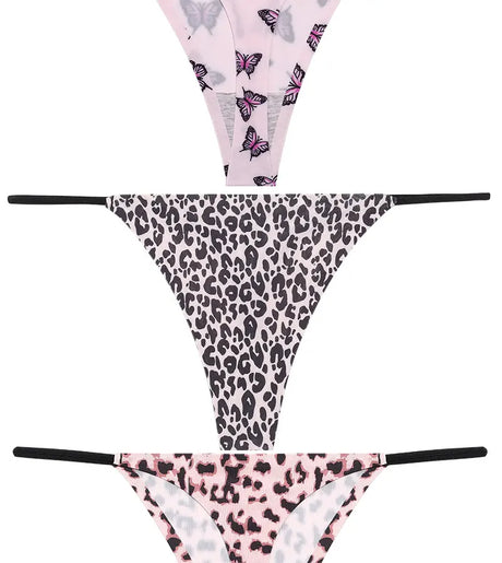 FINETOO 4PCS Seamless Thong Women Thin Strap Low Waist High Flexibility Panties Sexy Underwear Ladies Briefs T-back Comfortable