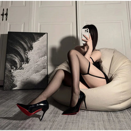 French Style garter Bodystockings Luxury Thigh High Socks Sheer Silk Tights Women's Formal Wear Breathable One-piece Pantyhose