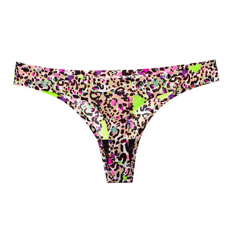 Women Thong Leopard Printed Pattern Low Waist High Stretch Soft Breathable Super Comfortable Ladies Lingerie Plus Size
