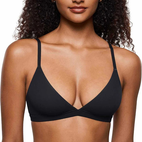 Triangle Non-paded Bralettes Women Wireless Deep V Bras Plunge Unlined No Underwire Brassiere Seamless Comfortable Everyday Bras