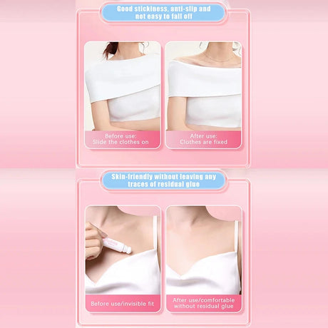 Anti-Slip Glue Roll On Skin Adhesive For Clothing Dress Body Skin Anti-exposure Bra Non-slip Fixed