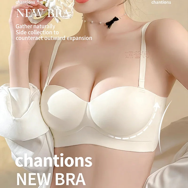Sexy Seamless Half Cup Push-Up Bra Wire-Free Backless Stick-On Invisible Strapless for Small Breasts Underwear