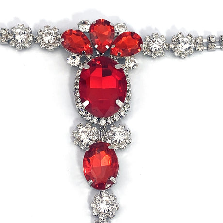 Ruby rhinestone body chain, underwear chain, fashionable nightclub, elegant and sexy bikini