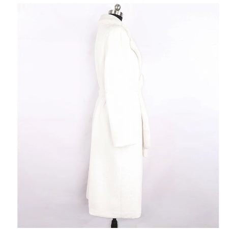 Mauroicardi Winter Long White Black Warm Thick Soft Flowy Fluffy Faux Fur Coat Women Sashes Loose Casual Furry Overcoat 2024