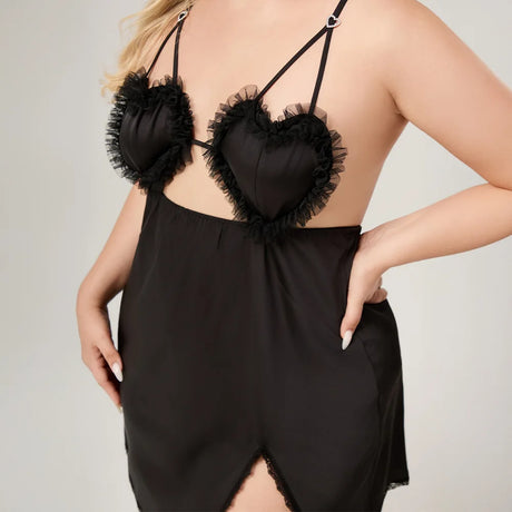 Women's Nightgown Chemise Sleepwear Sexy Lace Intimate Lingerie Backless Hollow Out Night Dress Underwear Oversize Homewear