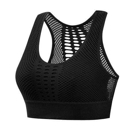 Women Mesh Sports Bras Fitness Gym Running Underwear Shockproof Bra Wireless Crop Top Breathable Yoga Bra