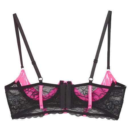 Womens Sexy Open Cup Underwired Bra Patent Leather See-through Floral Lace Brassiere Exposed Nipple Lingerie Underwear Nightwear
