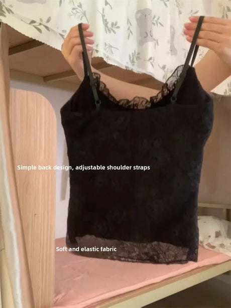 Elegant Lace White Camisole Women's Vest with Chest Pad Unique Design Inner Wear Base Top Knot Backless Style