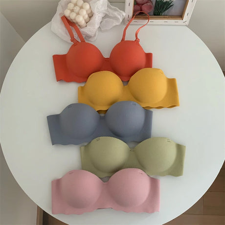 Women's Small Chest Underwear Seamless Push Up Bras Wireless Bralette Detachable Straps Breathable Brassiere Backless Lingerie