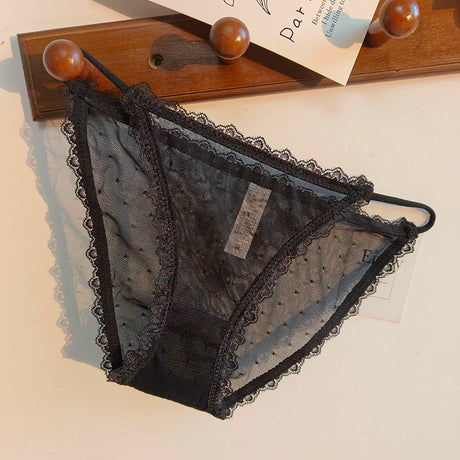 Women's underwear sexy seamless lace hollow out gauze ribbon middle waist female panties ladies breathable comfortable lingerie