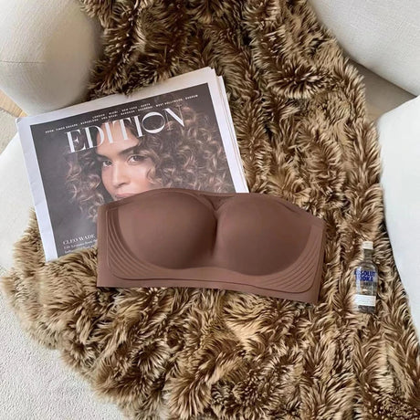 Anti-slip Strapless Bra, Bandeau Style, Invisible One-piece, Traceless Summer Strapless Wedding Sexy Small Breast Push-up Bra