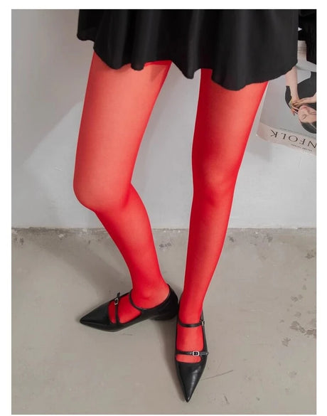 Talenza Women'S Tights Slim Stockings Pantyhose Super Elastic Large Size Leggings Red Sexy Spring Autumn Winter