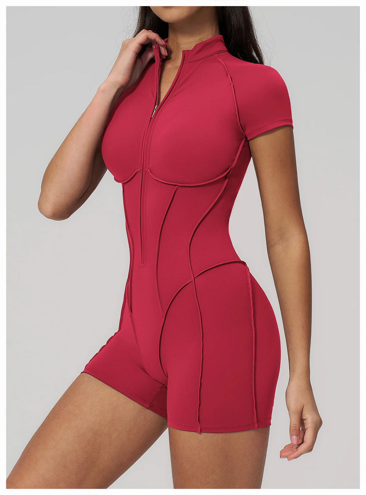 2026 Yoga Bodysuit Short Sleeves Women Tracksuits Gym Zipper Jumpsuits Sports Workout Rompers Fitness One-piece Suit Activewear