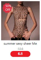 Sexy Women T Shirt See Through Mesh Black Long Sleeve Bodysuit Sheer Slim Turtleneck Tulle Crop Top T-Shirt Transparent Clubwear