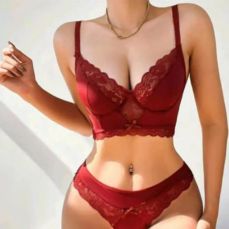 4PCS Sexy Embroidered Lingerie Set Women's Sexy Lingerie Transparent Gathering Bra Panty Garter Set Erotic Exotic Set