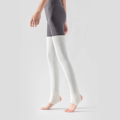 Women's Yoga Thigh-high Leg Warmers with Leg Protection, Long Tube Leg Coverings, Foot-stretching Knee-length Socks