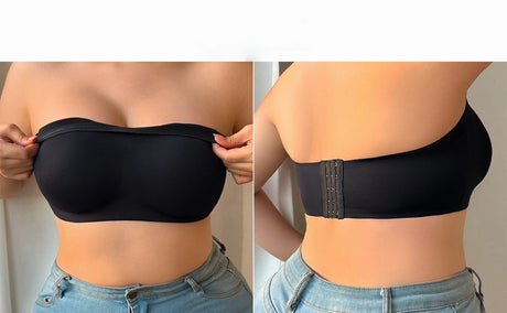 Plus Size Strapless Bandeau Bra - Wireless Support Extended Coverage