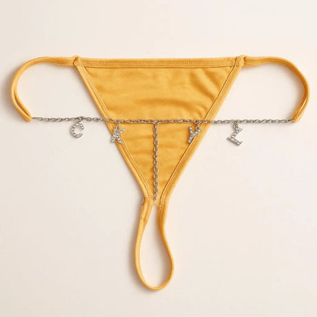 Custom Chain Thong With Name Letters Shiny String Hotwife Gifts Customized Lingerie Lace Panties String Name Personalized Gift
