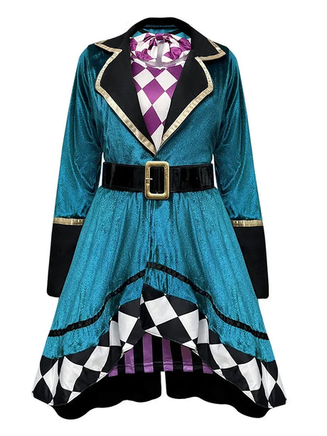 Magician Clown Cosplay Costume Alice Costume Circus Outfits Hatter Halloween Carnival Stage Performance Roleplay Clothes