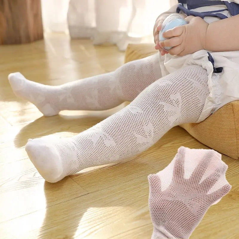 Lolita Girls Vertical Stripe Lace Mesh Pantyhose Cozy Wear Resistant Elastic Knit Elegant Sweet Princess Leggings