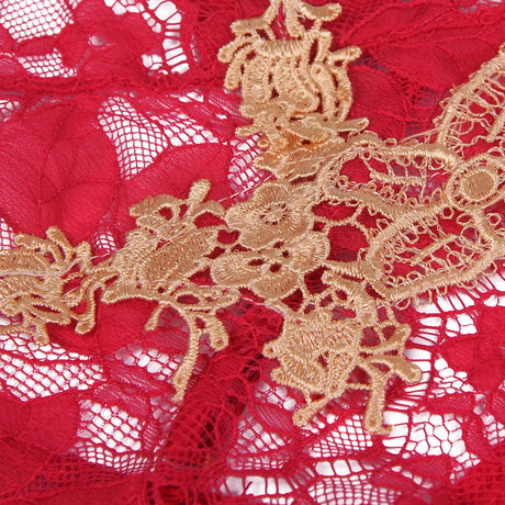 Red Satin Lace Chemise for Women Embroidery Backless Sleepwear Push Up Adjustable Straps with Panties Plus Size