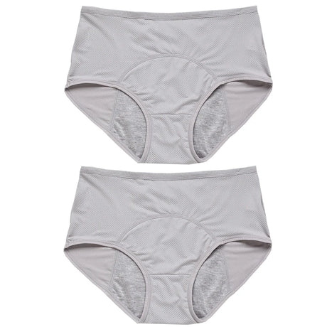 2pcs Women's Physiological Briefs Girl Menstrual Panties Ladies Period Leak Proof Panty Mid Waist Ice Silk Underwear