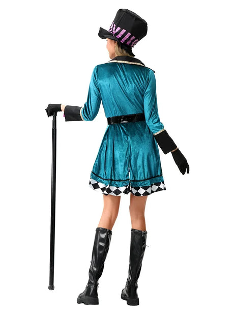 Magician Clown Cosplay Costume Alice Costume Circus Outfits Hatter Halloween Carnival Stage Performance Roleplay Clothes