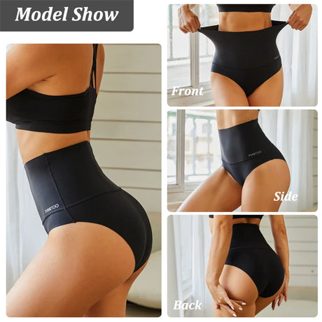 FINETOO 4Pcs Women High Waist Seamless Tummy Control Underwear FINETOO Anti-Slip Shapewear Panties Soft Stretchy Body Shaper Briefs No Show Slimmer Underpants for Postpartum Everyday Outfit S-3XL