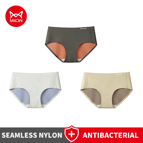 MiiOW 3Pcs Color-block Women's Underwear Women Panties Grade Antibacterial Crotch Lingerie Skin-Friendly Brief Female Underpants