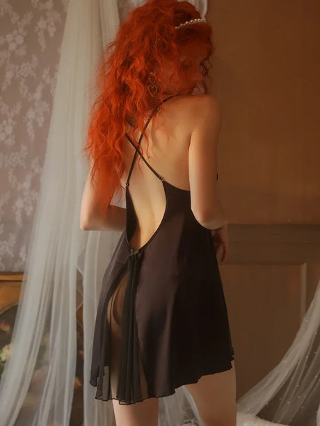 Home Temptation Pure Pajamas Panties Two-Piece Set Front Buckle Lace Nightgons Sexy Lingerie Beauty Back Suspenders Nightdress