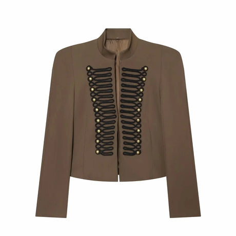 Women Vintage Slim Jacket Spring Women Trends Elegant Napoleon Jackets Ladies High Street Chic Shoulder Padded Blazer