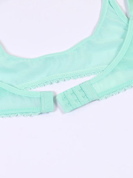 Ladies' sexy 1/4 Cup Mesh Bra, Sheer Wireless Breathable Balconette Bralette Top