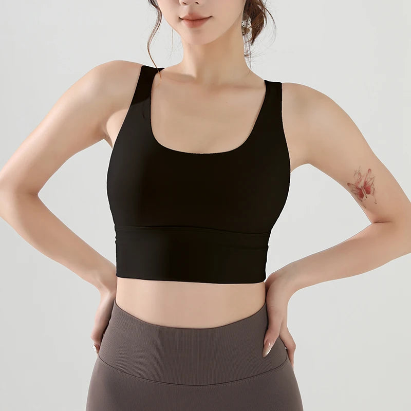 Women's Shock-Absorbing Yoga Sports Bra Summer Fitness Gathered Breasts Accessory Breathable Comfortable Yoga Sports Bra