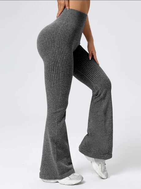 Women's High-Waist Bell Bottom Pants Sporty Tight Fit Comfortable Elastic Design Ideal for Exercise And Daily Wear