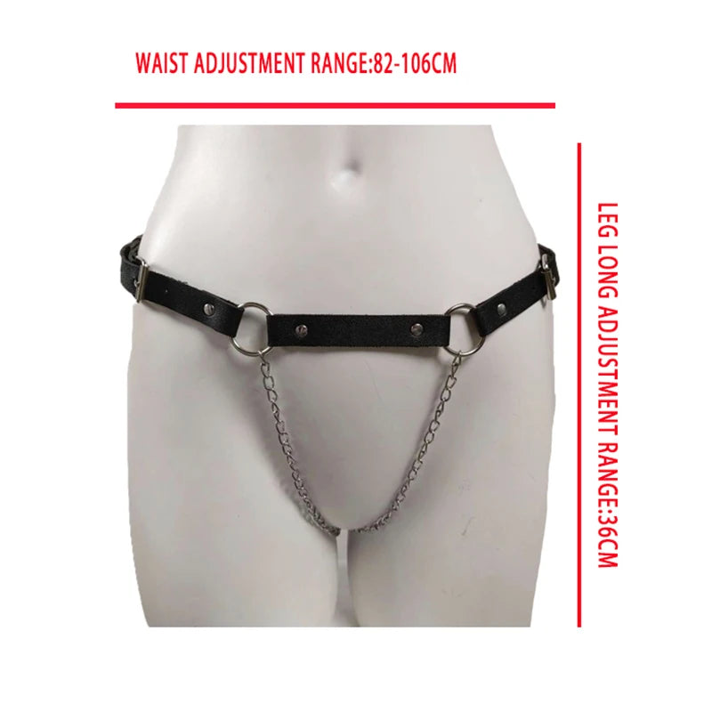 18 Leather Bondage Sleepwear Open Crotch Porn PU Garter Belt Lingerie Metal Chain Women Hot Babydoll Dress Strap Leg Sexy Briefs